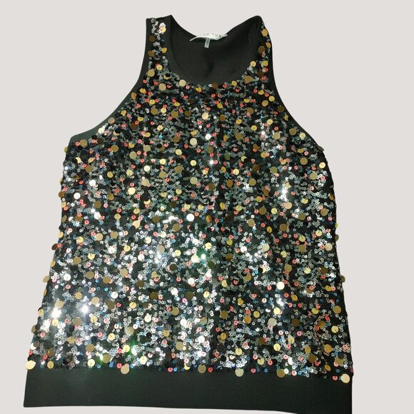 Trina Turk Womens Sequin-Embellished Merino Wool Knit Tank Top Large - Picture 7 of 12